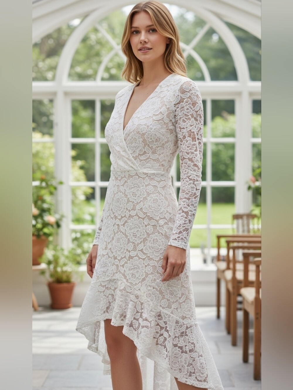 Guess White Lace Long Sleeve Dress BNWT